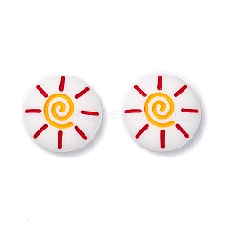 Opaque Resin Cabochons, Navy Style, Flat Round with Sun, White, 19x8mm(CRES-J045-06A)