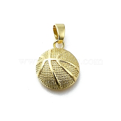 Brass Pendants, Basketball Charms, Long-Lasting Plated, Lead Free & Cadmium Free, Rack Plating, Real 18K Gold Plated, 14x12x4.5mm, Hole: 4x2.5mm(KK-K400-08G)