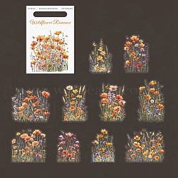 10Pcs PET Self-Adhesive Stickers, Flower Series, Waterproof, for DIY Photo Album Diary Scrapbook Decoration, Orange, 55~80x45~80x0.1mm(DIY-B082-02B)