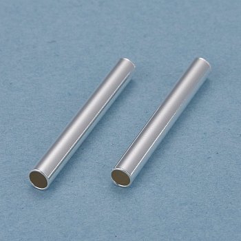 Brass Tube Beads, Long-Lasting Plated, Tube, 925 Sterling Silver Plated, 20x2.5mm, Hole: 2mm