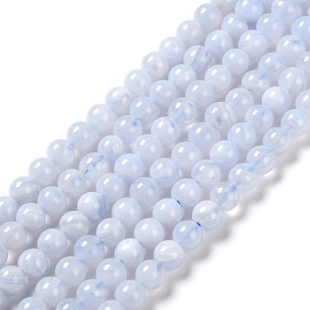 Grade AA Natural Blue Lace Agate Beads Strands, Round, 4mm, Hole: 1mm, about 98pcs/strand, 15.3 inch