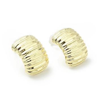 Alloy Curved Rectangle Stud Earrings with 925 Sterling Silver Pins for Women, Golden, 17x12x6.5mm, Pin: 0.7mm