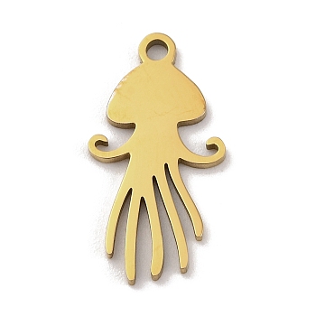 201 Stainless Steel Pendants, Laser Cut, Sea Animal Charm, Golden, Jellyfish, 19x9.5x1mm, Hole: 1.5mm