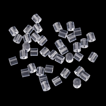 Plastic Ear Nuts, Column, Earring Backs, Clear, 3x3mm, Hole: 0.6mm