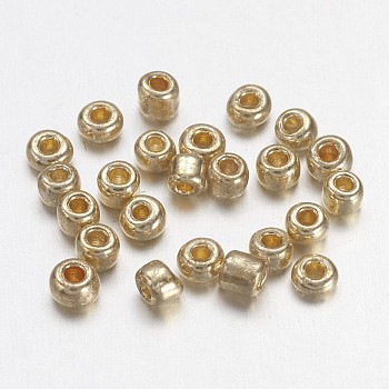 Electroplate Glass Seed Beads, 12/0, Rondelle, Pale Goldenrod, 2x2mm, Hole: 0.5mm, 4000pcs/50g
