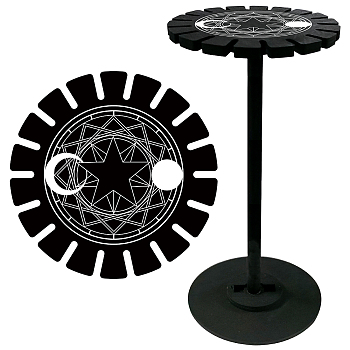 Wooden Wheel, Wooden Display Shelf, Black Holder Stand, Rustic Divination Pendulum Storage Rack, Witch Stuff, Star, 120x10mm, Hole: 20mm