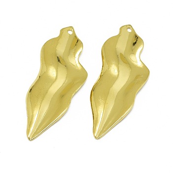 Alloy Pendants, Long-Lasting Plated, Waved, Golden, 48.5x18.5x3mm, Hole: 1.6mm