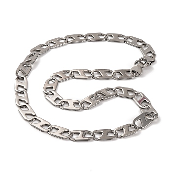 201 Stainless Steel Oval Mariner Link Chain Necklace, with 304 Stainless Steel Clasps, Stainless Steel Color, 22.28 inch(56.6cm)