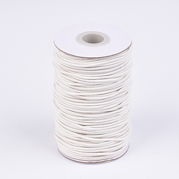 Round Elastic Cord, with Fibre Outside and Rubber Inside, Beige, 2mm, about 76.55 yards(70m)/roll