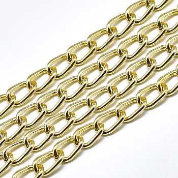 Aluminium Curb Chains, Unwelded, with Spool, Golden, 9x5.5x1mm, about 164.04 Feet(50m)/roll