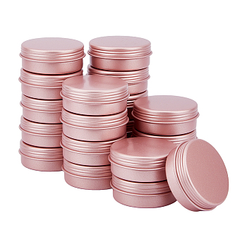 Round Aluminium Tin Cans, Aluminium Jar, Storage Containers for Cosmetic, Candles, Candies, with Screw Top Lid, Light Coral, 5.2x1.95cm, Capacity: 25ml(0.85fl. oz)