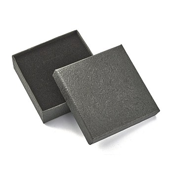 Cardboard Gift Boxes, with Black Sponge inside, Square, Black, 9x9x2.9cm