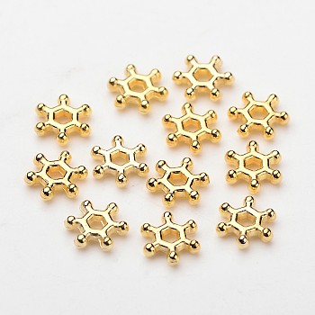 ABS Electroplated Snowflake Plastic Spacer Beads, Golden, 7x2mm, Hole: 1.5mm