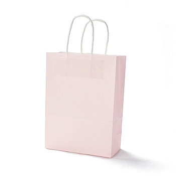Rectangle Paper Bags, with Handles, for Gift Bags and Shopping Bags, Misty Rose, 22x16x7.9cm, Fold: 22x16x0.2cm