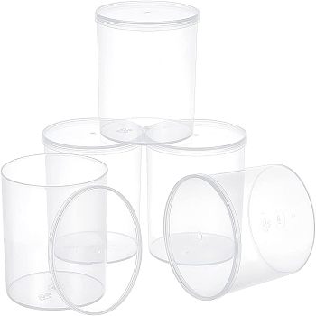 Transparent Plastic Bead Containers, with Hinged Lids, Column, Clear, 8x8.3cm