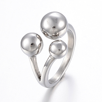304 Stainless Steel Finger Rings, Round, Stainless Steel Color, Size 9, 19mm