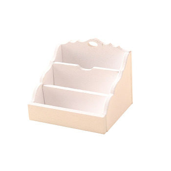 Wood Magazine Paper Rack Mini Model, Micro Landscape Dollhouse Accessories, Pretending Prop Decorations, White, 37x37x45mm