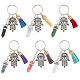 6Pcs 6 Styles Bullet Natural & Synthetic Gemstone Pendant Keychain(KEYC-DR0001-03)-1