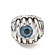 Claw with Evil Eye Resin Open Cuff Ring(RJEW-D118-02AS)-1