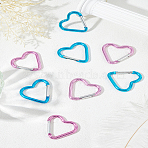 8Pcs 2 Colors Aluminum Alloy Rock Climbing Carabiners, Key Clasps, Heart, Mixed Color, 40x43x4.5mm, 4pcs/color(FIND-LP0008-16)