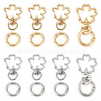 10Pcs 2 Colors Flower Alloy Swivel Snap Hook Clasps & 10Pcs 2 Colors Alloy Spring Gate Rings Findings Kits, Platinum & Light Gold, 36.5x22.5x5.5~6mm, Hole: 5x9mm, 5pcs/color(FIND-TADJ0001-21)