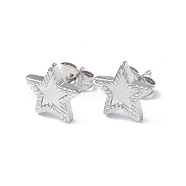 304 Stainless Steel Stud Earring for Women, Star, Stainless Steel Color, 10.4x11mm, Pin: 0.8mm(EJEW-I285-16P)