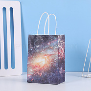 Starry Sky Pattern Kraft Paper Bags, with Hemp Rope, Gift Bags, Shopping Bags, Rectangle, Star Pattern, 15x8x21cm(PAAG-PW0001-109E)