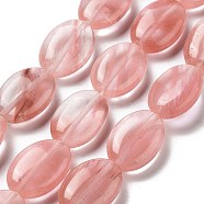 Cherry Quartz Glass Beads Strands, Flat Oval, 18~18.5x13~13.5x6~6.5mm, Hole: 1.2mm, about 11pcs/strand, 7.76 inch(19.7cm)(G-P528-M01-01)