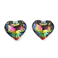 Electroplate Glass Charms, Faceted, for Chandelier Crystal Hanging Pendants, Heart, Colorful, 43.5x45.5x26mm, Hole: 1.8mm(EGLA-M028-01A)