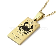 304 Stainless Steel Black Enamel Rectangle with Constellation Pendant Necklaces, Golden, Cancer, 15.75~17.72 inch(40~45cm)(NJEW-I128-01C)