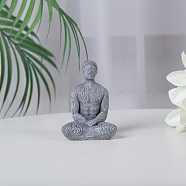 Resin Yoga Man Prayer Statue, Fengshui Meditation Sculpture Home Decoration, Slate Gray, 36x60x80mm(DJEW-PW0013-55B-02)