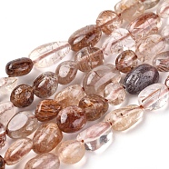 Natural Rutilated Quartz Beads Strands, Tumbled Stone, Nuggets, 5.5~10.5x5.5~7x2.5~6.5mm, Hole: 0.8mm, about 54pcs/strand, 15.94 inch(40.5cm)(G-L478-47)