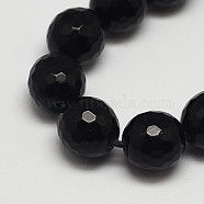 Faceted Round Grade A Black Stone Beads Strands, Dyed, Black Stone, 6mm, Hole: 1mm, about 62pcs/strands, 15.3 inch(G-N0137-04-6mm)