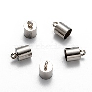 Smooth Surface 201 Stainless Steel Cord Ends, End Caps, Stainless Steel Color, 12x8mm, Hole: 2.5mm, 7mm Inner Diameter(STAS-R063-94)