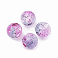 Acrylic Beads, Transparent Crackle Style, Two Tone Style, Round, Orchid, 8mm, Hole: 2mm, about 1840pcs/500g(OACR-N002-01Q)