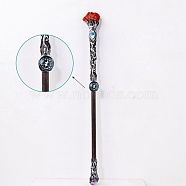 Natural Red Jasper Twelve Constellation Magic Wand, Cosplay Magic Wand, for Witches and Wizards, Aquarius, 290mm(PW-WG23699-06)
