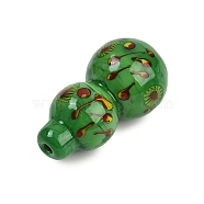 Handmade Lampwork Beads, Gourd, Green, 39.5~40x21~22mm, Hole: 1.6~3mm(LAMP-Q005-08A)