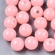 Luminous Acrylic Beads, Glow in the Dark, Round, Pink, 10mm, Hole: 2.5mm, about 950pcs/500g(MACR-S273-53E)