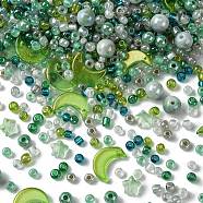 DIY Beads Jewelry Making Finding Kit, Including Glass & Seed Beads, Round & Star & Moon, Green, 4~16.5x4~11.5x2.5~8.5mm, Hole: 1~1.8mm(DIY-YW0008-67)