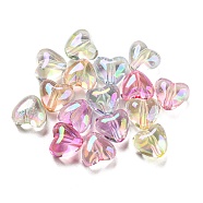 UV Plating Transparent Acrylic Beads, AB Color Plated, Iridescent Heart, Mixed Color, 9.5x11x7mm, Hole: 1.8mm(MACR-D024-09)