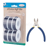 BENECREAT Round Aluminum Wire, with Iron Side Cutting Pliers, Black, 12 Gauge, 2mm, 5.8m/roll, 6 rolls(AW-BC0003-32C-2.0mm)