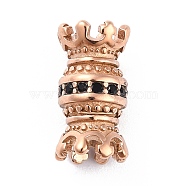Ion Plating(IP) 304 Stainless Steel Bead Caps, with Jet Rhinestone, Double Crown, Rose Gold, 16x9mm, Hole: 3mm(STAS-I190-26RG)