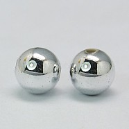 Plating Acrylic Beads, Round, Platinum Color, about 6mm in diameter, hole: 1mm(X-PL682-1)
