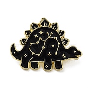 Dinosaur Enamel Pins, Light Gold Alloy Brooch for Backpack Clothes, Black, 22x30x1.5mm(JEWB-H014-05LG-03)