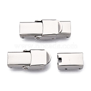 Tarnish Resistant Smooth Surface 201 Stainless Steel Watch Band Clasps, Stainless Steel Color, 25x7x6mm, Hole: 5x3mm(STAS-R063-65)