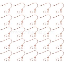 200Pcs 304 Stainless Steel Earring Hooks, with Horizontal Loops and 200Pcs Jump Rings, Rose Gold, 17x18x2.4mm, Hole: 1.8mm, 21 Gauge, Pin: 0.7mm(DIY-UN0003-79)