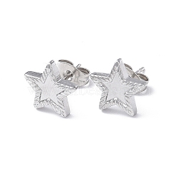 Non-Tarnish 304 Stainless Steel Stud Earring for Women, Star, Stainless Steel Color, 10.4x11mm, Pin: 0.8mm(EJEW-I285-16P)