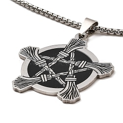 201 Stainless Steel Pendant Necklaces, Star, 22.95 inch(58.3cm)(NJEW-B095-03)