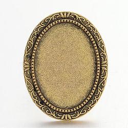 Vintage Adjustable Iron Finger Ring Components Alloy Cabochon Bezel Settings, Lead Free & Cadmium Free & Nickel Free, Antique Golden, 17x5mm, Oval Tray: 25x18mm(PALLOY-Q300-04AG-NR)