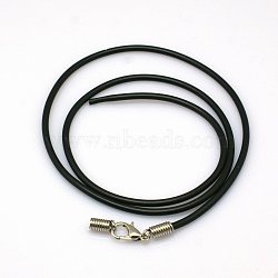 Rubber Necklace Cord Making, with Platinum Iron Findings, 18 inch, 1.5mm(X-NFS045-3)